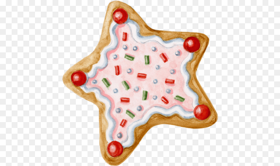 Christmas Cookie Picture Royal Icing, Food, Sweets, Cream, Dessert Free Png Download