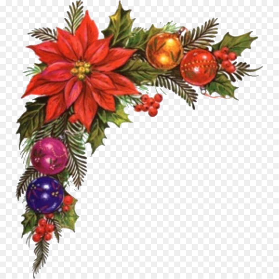 Christmas Corner Decorations Christmas Garland Border Clip Art, Floral Design, Graphics, Pattern, Plant Png Image