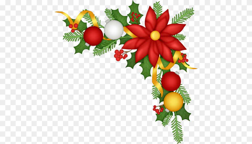Christmas Corner Decorations Download Border Transparent Christmas Clipart, Art, Floral Design, Graphics, Pattern Png