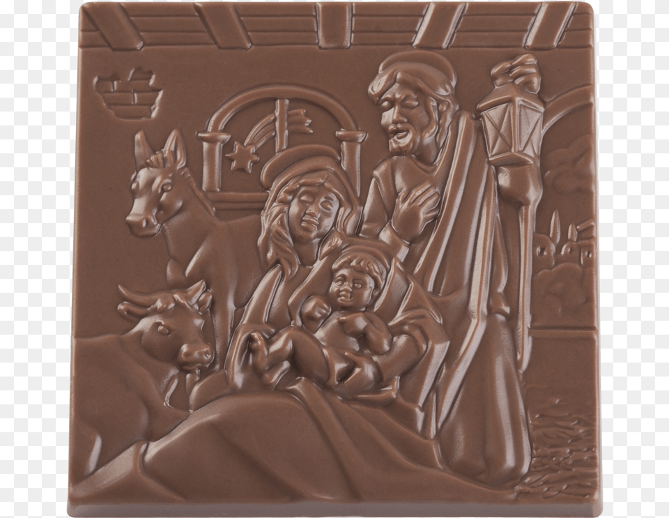 Christmas Crib Tablet Square Carving, Bronze, Chocolate, Dessert, Food Png Image