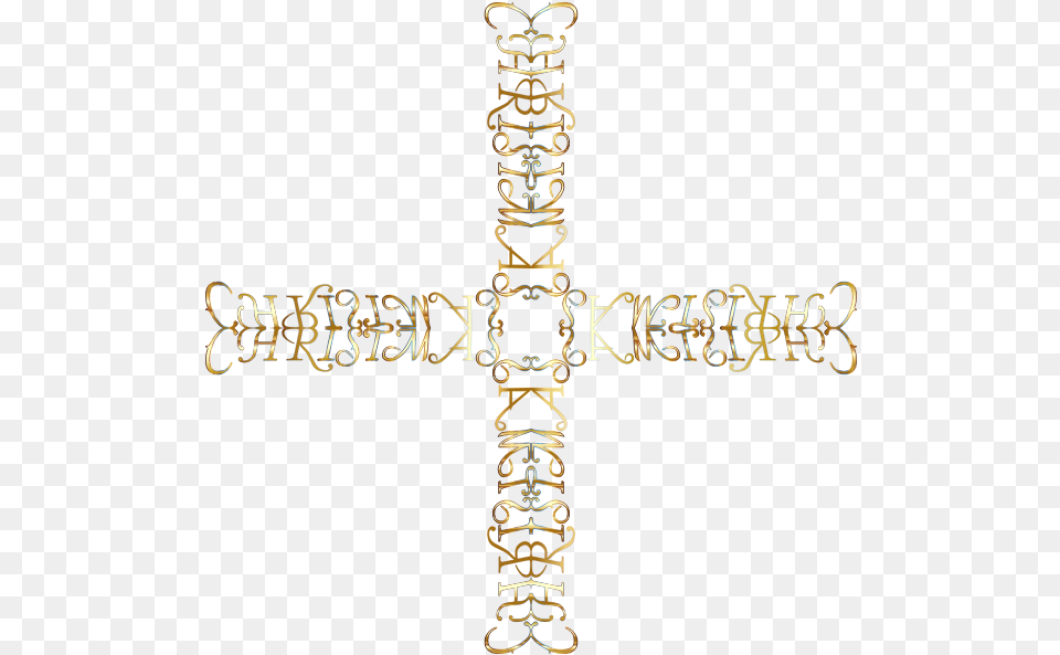 Christmas Cross Made Of Gold Christmas Day Christian Clipart, Symbol, Accessories, Jewelry, Necklace Free Transparent Png