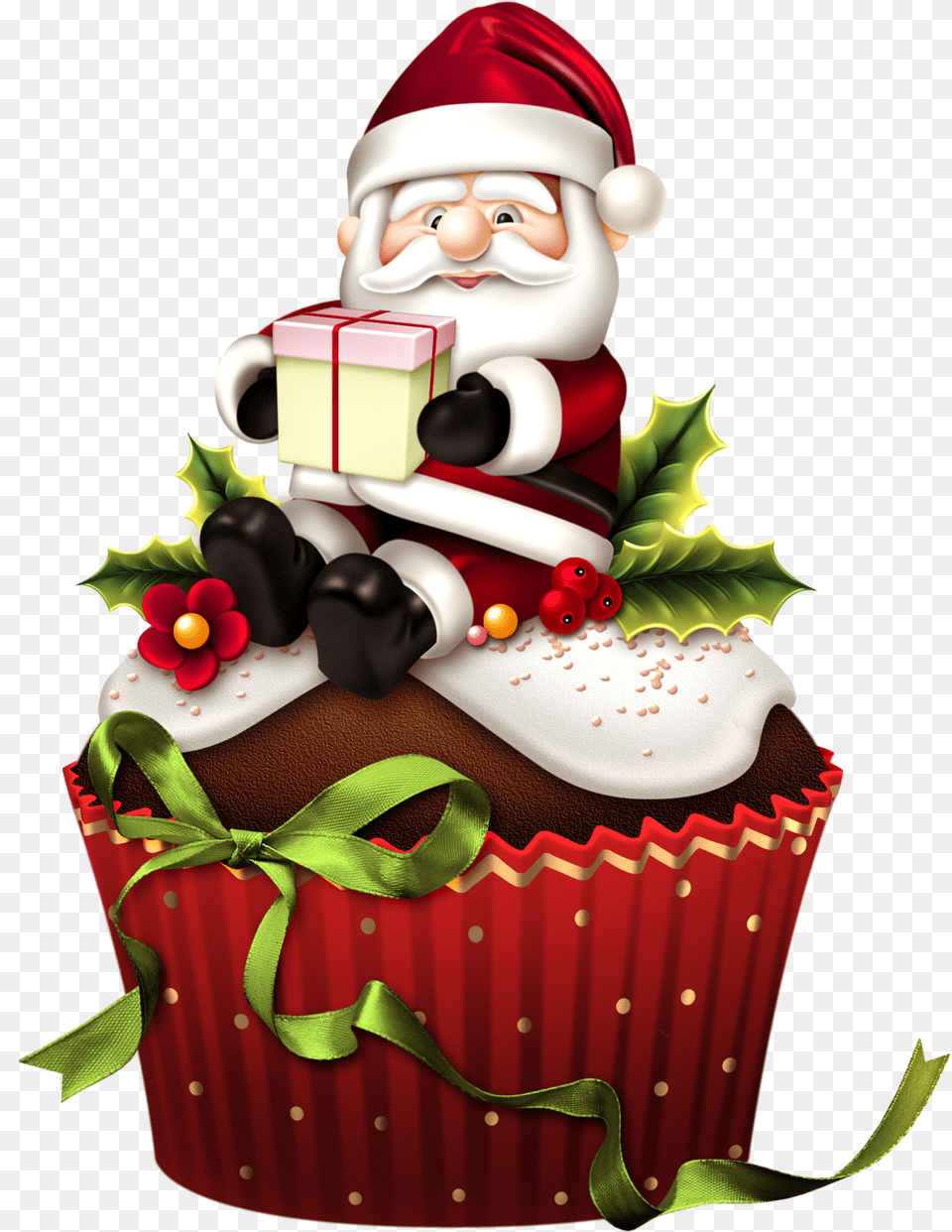 Christmas Cupcake, Cake, Cream, Dessert, Icing Png