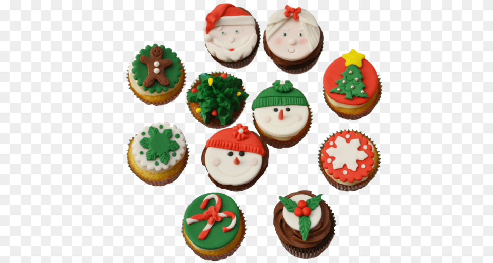 Christmas Cupcakes Toronto With Snowman Cupcakes Toppers Christmas Cupcakes, Cake, Cream, Cupcake, Dessert Free Png Download
