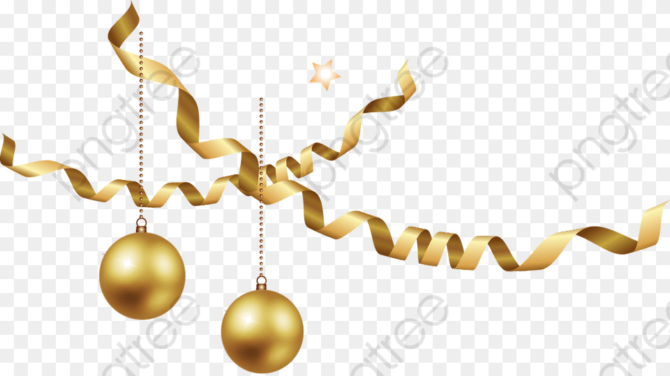 Christmas Decoration Golden And Gold Christmas Decoration, Lighting, Accessories, Treasure, Jewelry Free Png