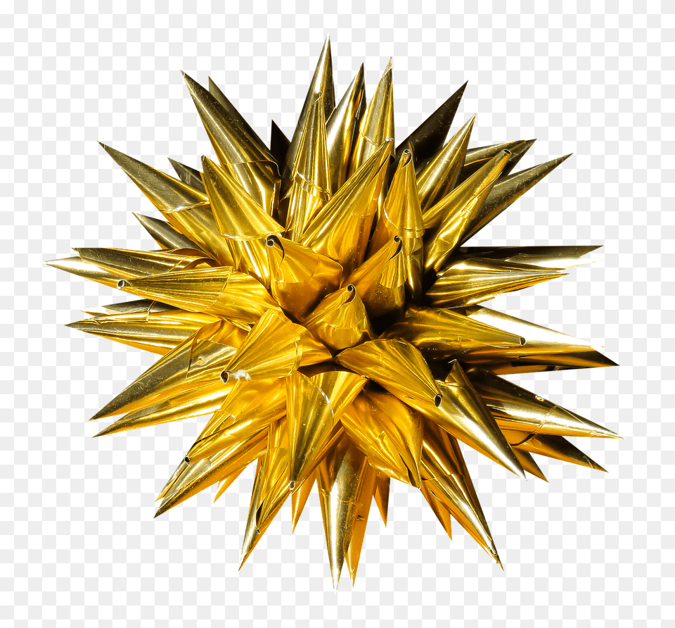 Christmas Decoration Spiky Star, Gold, Flower, Plant, Accessories Free Png