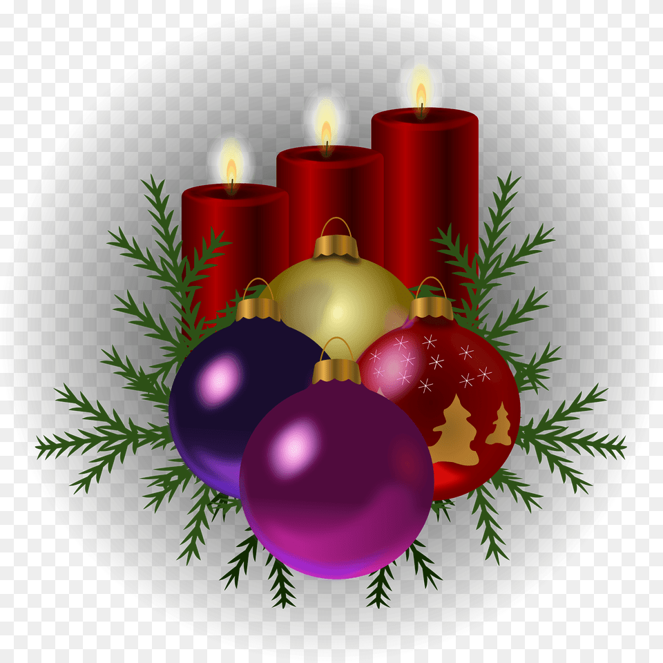 Christmas Decorations Candles And Ornaments Clipart, Candle Png