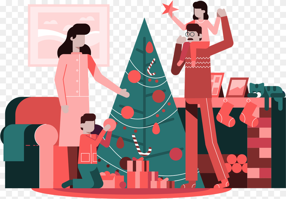 Christmas Decorations To Deck Your Halls And Tree Christmas Illustration, Person, Boy, Child, Male Free Transparent Png