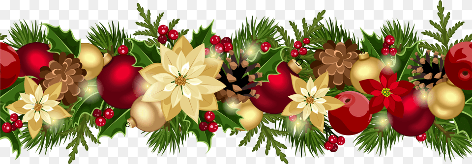 Christmas Decorative Garland Clipart Picture Christmas Garland Border, Art, Floral Design, Graphics, Pattern Free Transparent Png