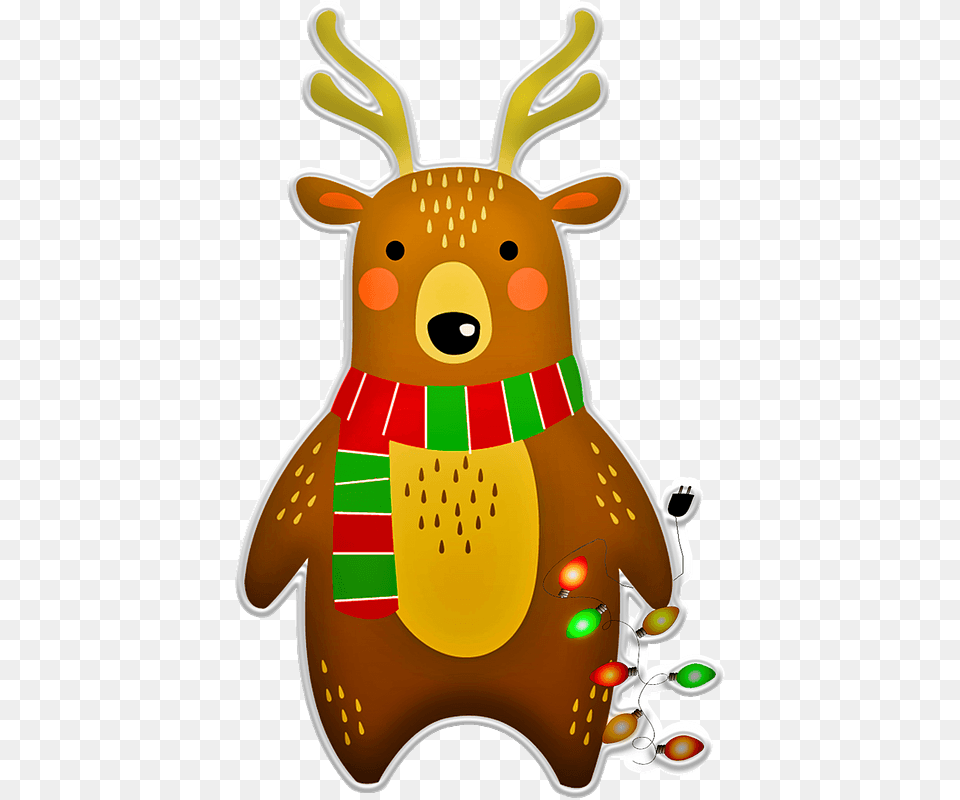 Christmas Deer With Garland Clipart Christmas Day, Food, Sweets, Animal, Mammal Free Png