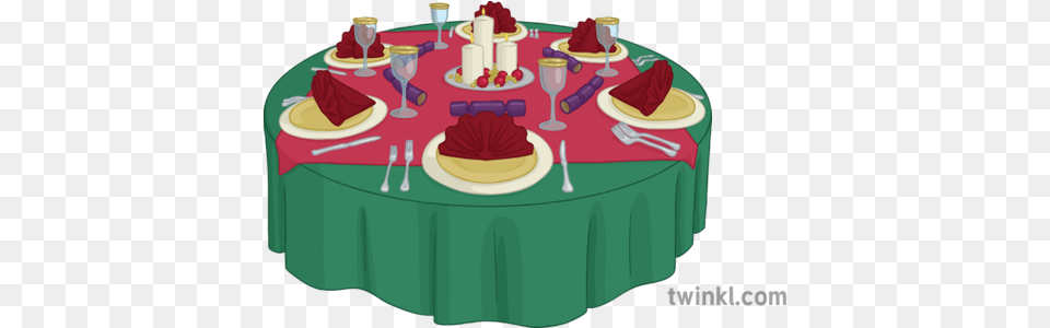 Christmas Dinner Table 2 Illustration Sugar Cake, Birthday Cake, Tablecloth, Food, Dessert Free Png