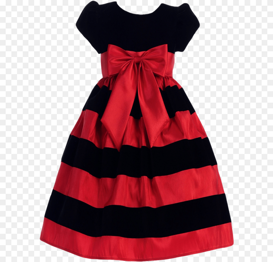Christmas Dress Girls Black Dress With Red Bow, Clothing, Velvet, Formal Wear, Fashion Png Image