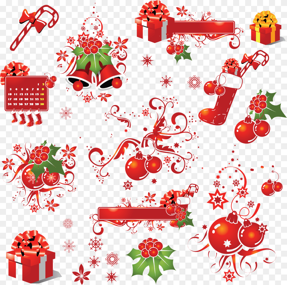 Christmas Elements Picture Hq Image Freepngimg Christmas Vector Ornament, Art, Floral Design, Graphics, Pattern Free Png Download
