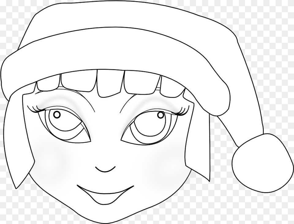 Christmas Elf Anime Black White Line Art Xmas Holiday Christmas Anime Black And White, Book, Comics, Publication, Baby Free Transparent Png