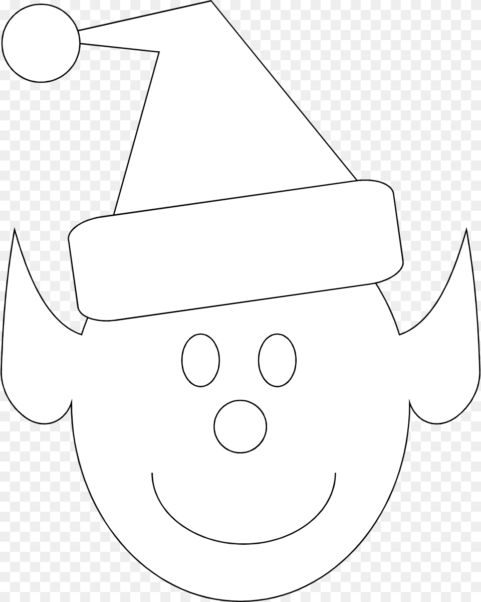 Christmas Elf Clipart Black And White Banner Transparent Elf Outline Clip Art, Stencil, Clothing, Hat, Baby Png Image