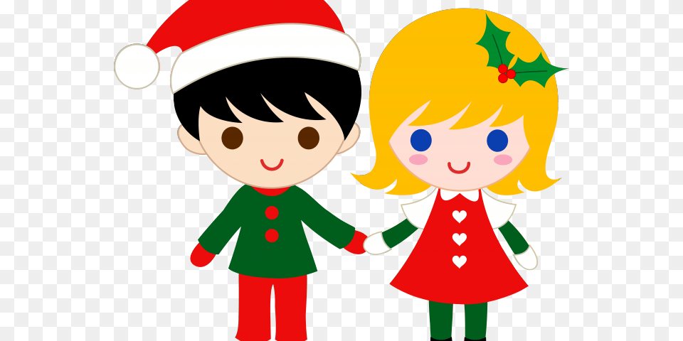 Christmas Elf Clipart Boy And Girl Merry Christmas, Baby, Person, Face, Head Free Transparent Png