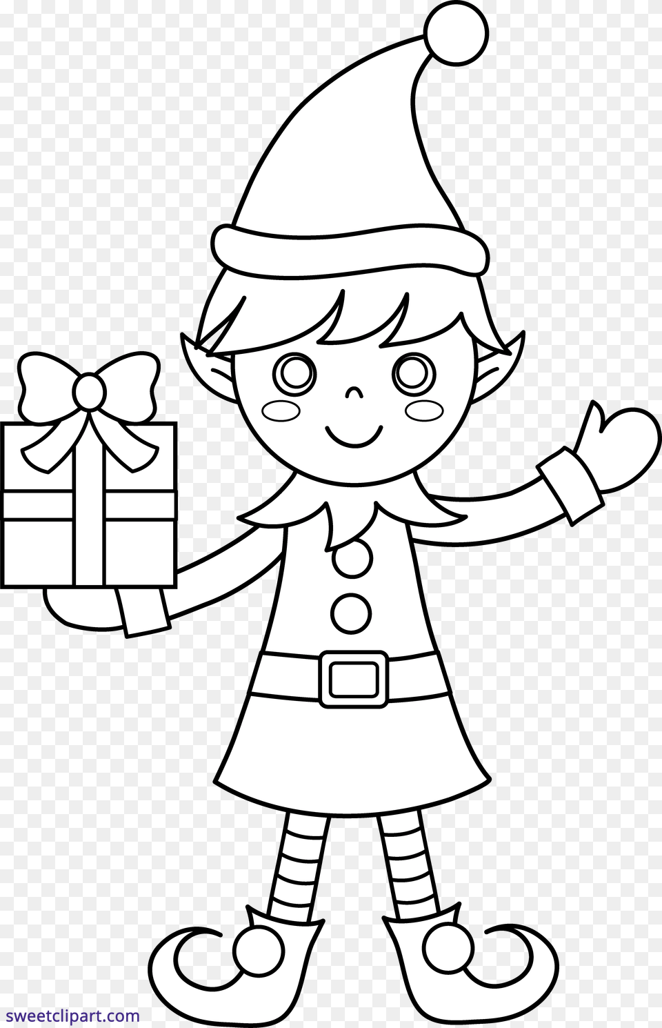 Christmas Elf Coloring Pages With, Face, Head, Person, Baby Free Png