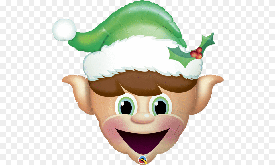 Christmas Elf Foil Party Balloon Qualatex Shape 90cm Elf Christmas Face, Clothing, Hat Free Png Download