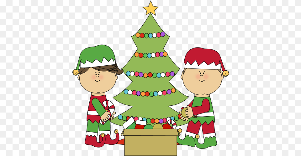 Christmas Elf Santa Claus Gift Clip Art Decorate Christmas Tree Clipart, Baby, Person, Christmas Decorations, Festival Png Image