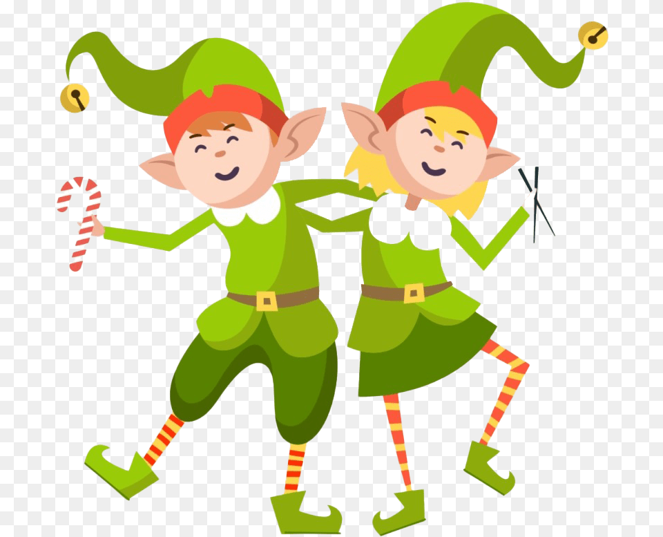 Christmas Elf Two Elves, Baby, Clothing, Costume, Person Free Transparent Png