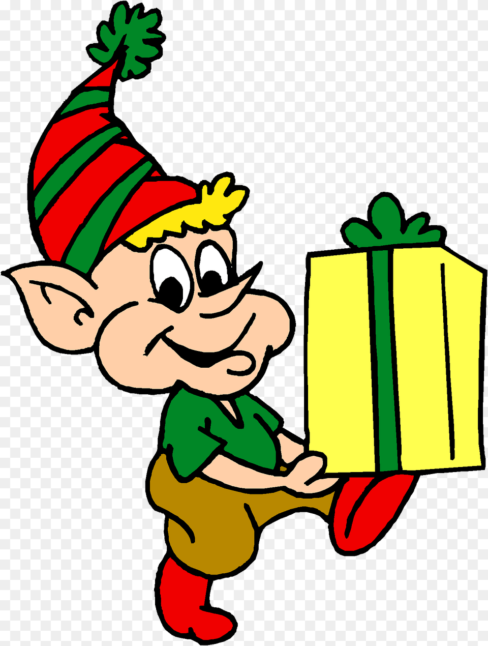 Christmas Elf With Gift Box Clipart, Baby, Person, Face, Head Free Png