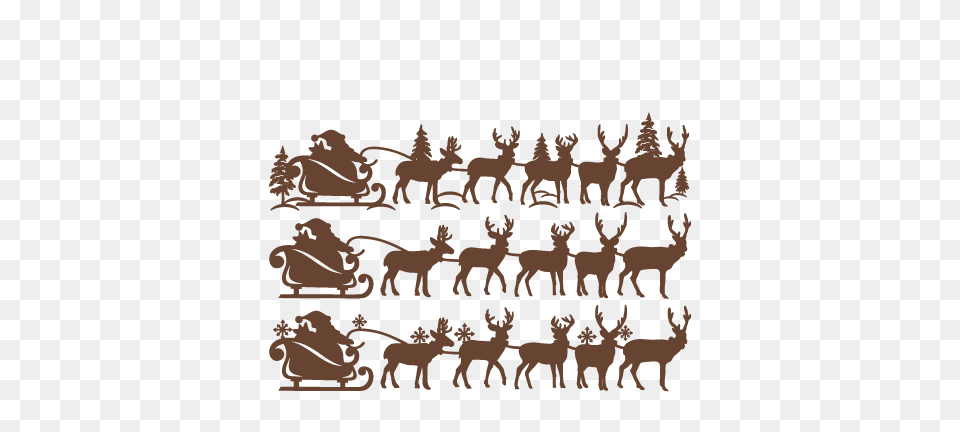 Christmas Eve Santa Set Svg Scrapbook Cut File Cute Santa Claus, Animal, Herd, Silhouette, Stencil Png Image