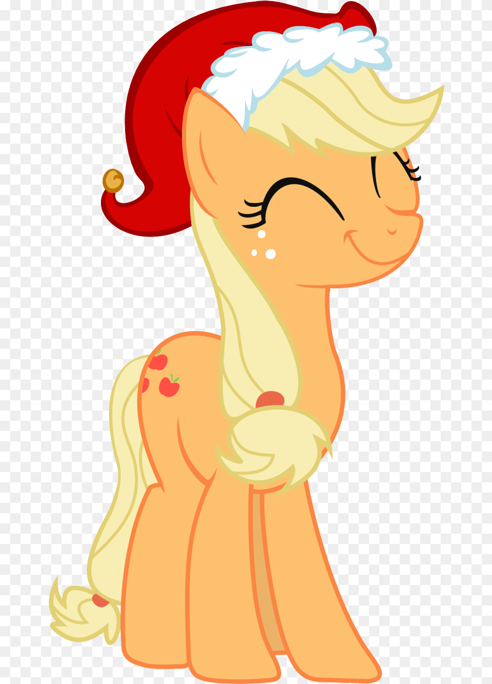 Christmas Eyes Closed Hat Safe Santa Hat My Little Pony Christmas Applejack, Baby, Person, Cartoon, Face Free Png Download