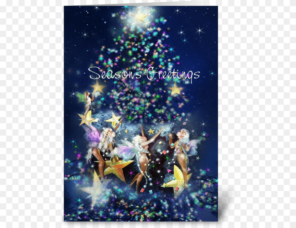 Christmas Fairies Tree Lighting Greeting Card Christmas Lights, Person, Child, Female, Girl Free Png Download