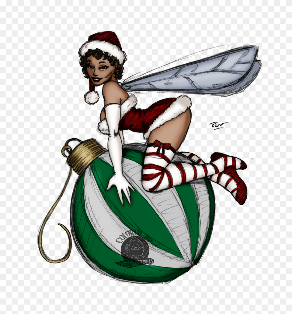 Christmas Fairy Pinup Cartoon, Adult, Female, Person, Woman Free Png Download