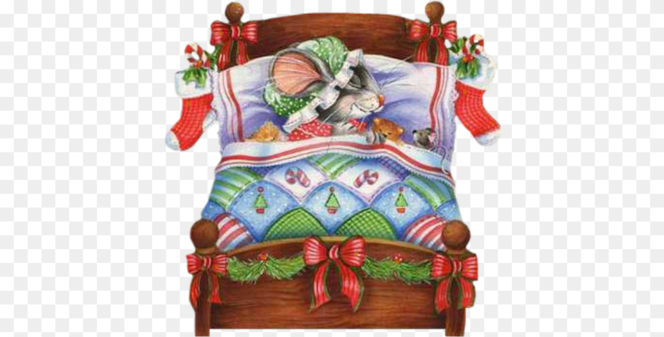 Christmas Father Clipart Bed In Pack 4575 Mouse Sleeping In Bed Clipart, Cushion, Home Decor, Patchwork, Pillow Png Image