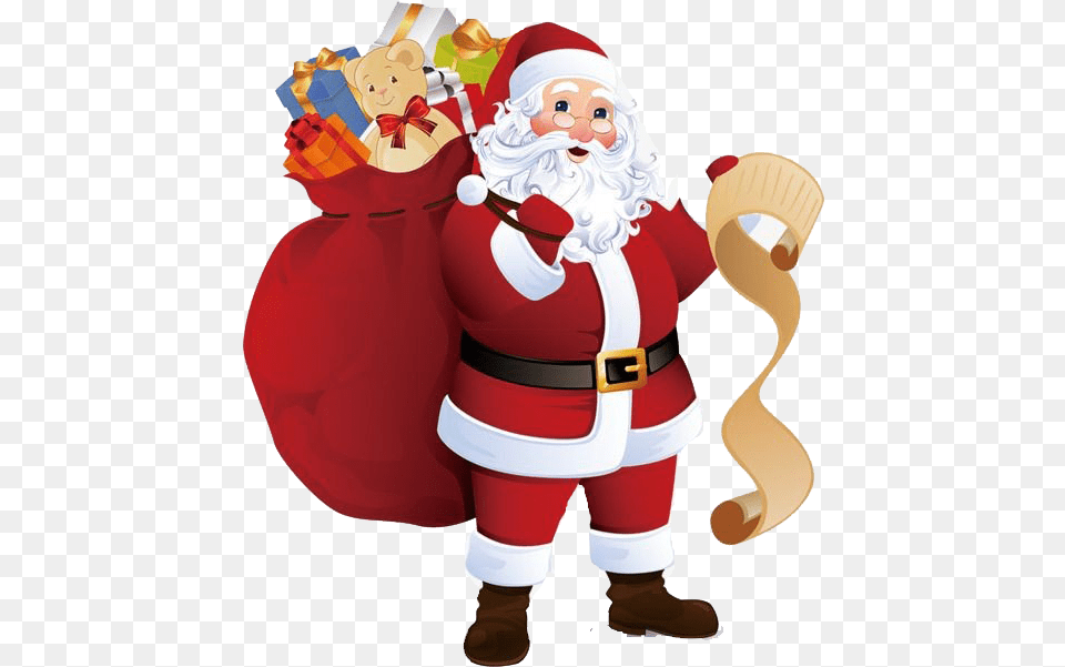 Christmas Father Image Santa Claus With Presents, Baby, Person, Elf Free Png Download