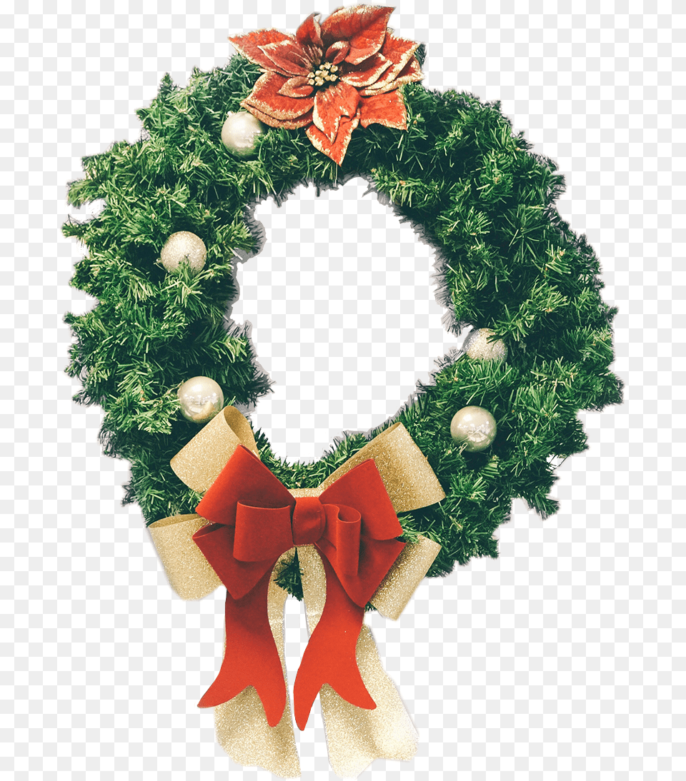 Christmas Festive Wreath Sticker Winter Red Green Christmas Wreath, Fungus, Plant Free Png Download