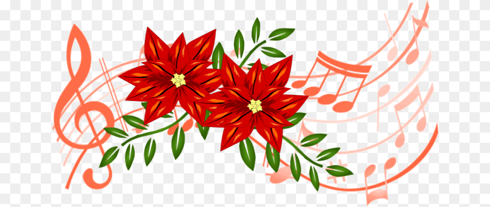 Christmas Flower And Music Offering Form Color Simbolos De Musica, Art, Dahlia, Floral Design, Graphics Free Transparent Png