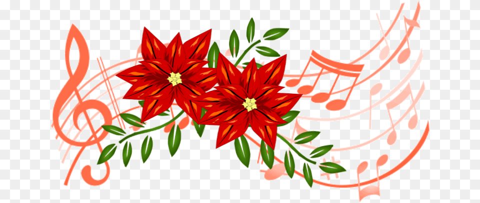Christmas Flower And Music Offering Form Colorful Musical Notes Clear Background, Art, Dahlia, Floral Design, Graphics Free Transparent Png