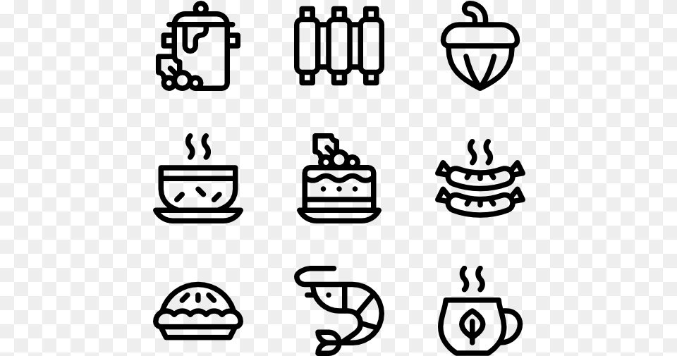 Christmas Food And Drink Hand Drawn Social Media Icons, Gray Free Png Download