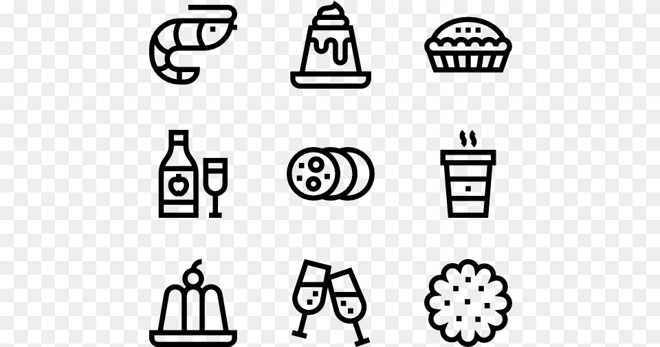 Christmas Food And Drinks Lineal Icons Friends, Gray Png