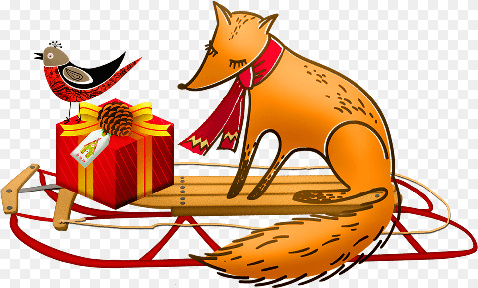 Christmas Fox And Bird Christmas Foxes Clip Art, Animal, Mammal, Pet Free Png