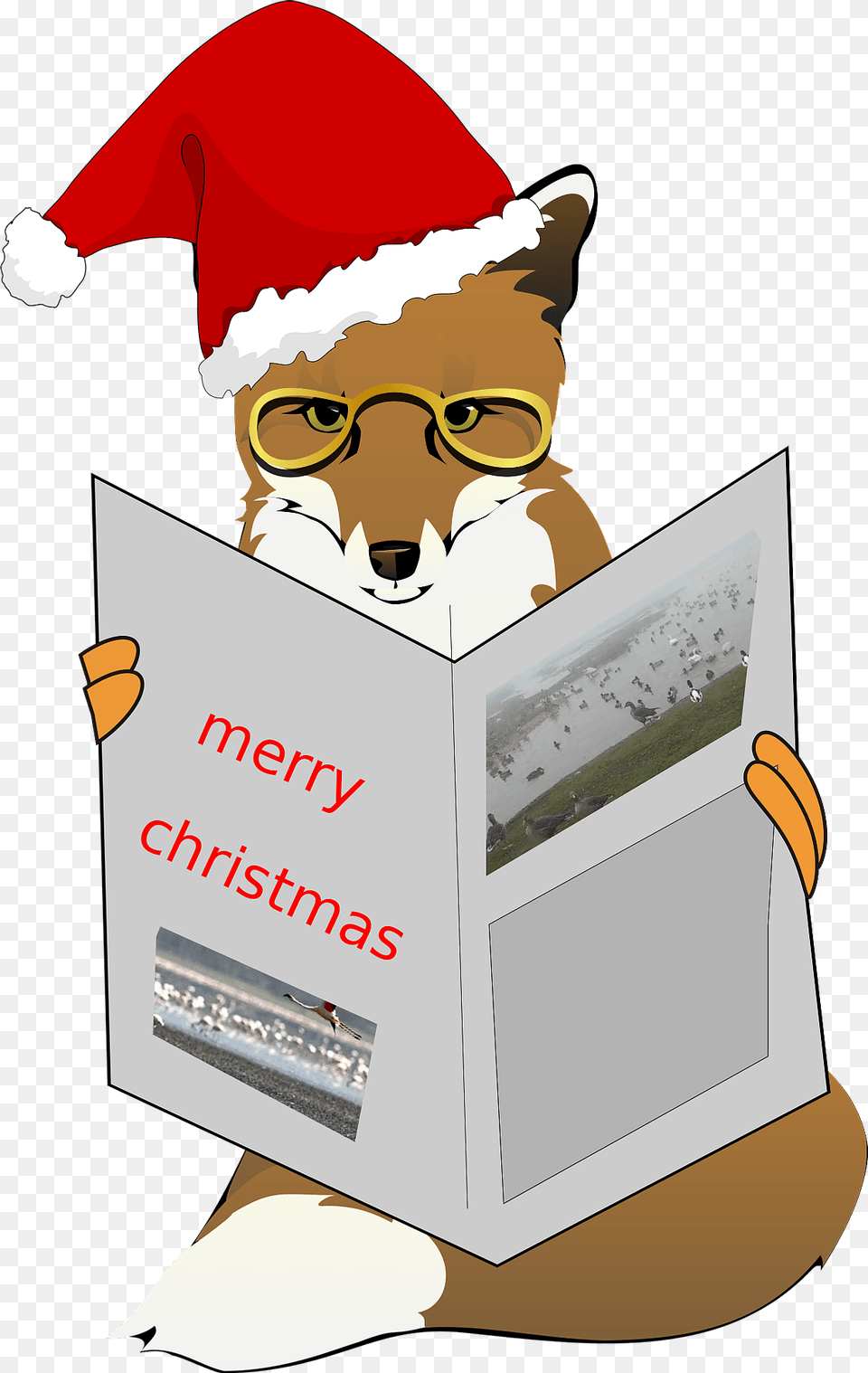 Christmas Fox Clipart, Reading, Book, Publication, Person Free Transparent Png
