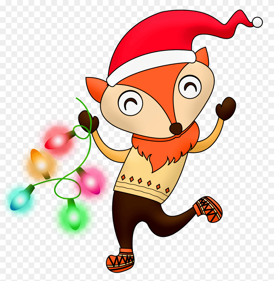 Christmas Fox With Garland Clipart, Balloon, Elf, Art, Graphics Png Image