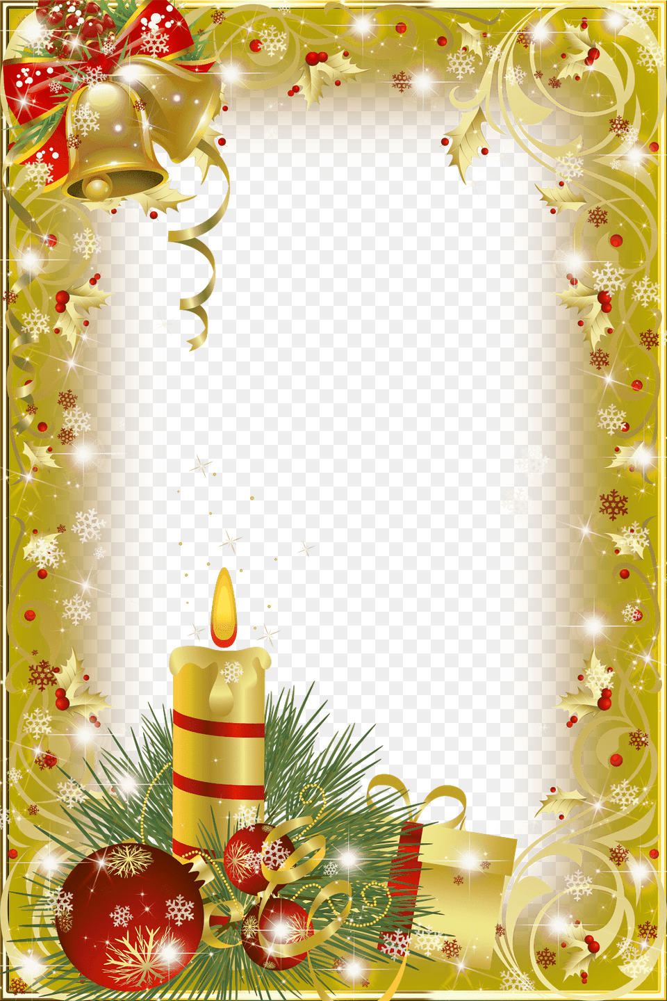 Christmas Frame Gold Candle Png Image