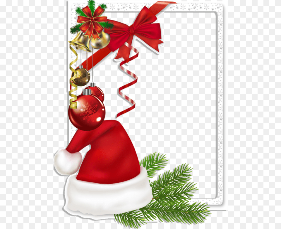 Christmas Frame With Santa, Plant, Tree, Christmas Decorations, Festival Png Image