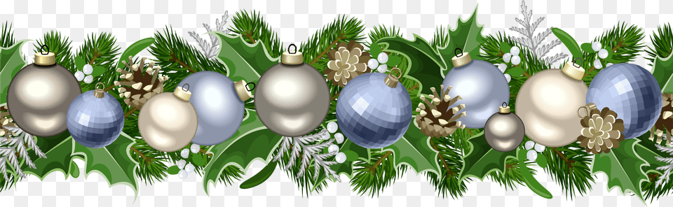 Christmas Garland Border Blue Christmas Garland, Accessories, Green, Sphere Free Png