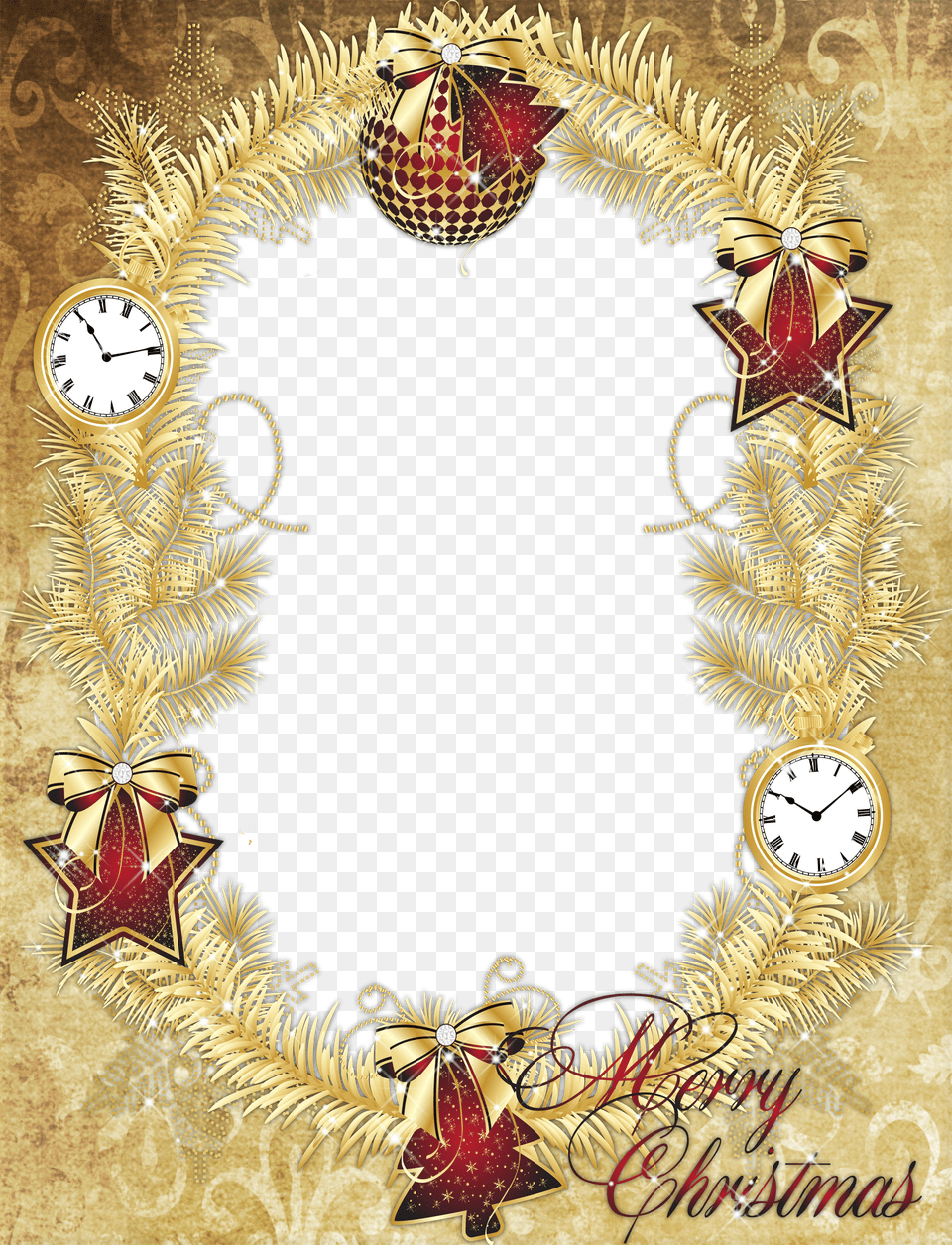 Christmas Garland Border For Kids Gold Amp Red Merry Christmas Stationery Printer Paper Free Png Download