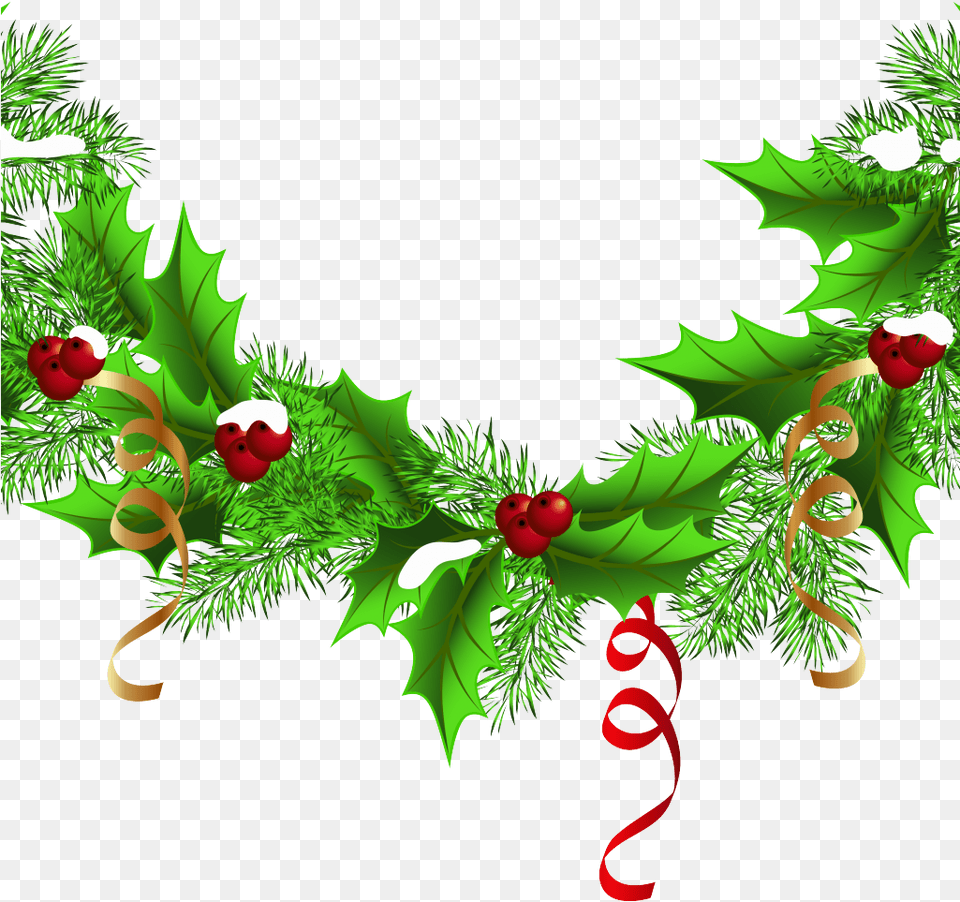Christmas Garland Clipart Christmas Lights And Garland Clipart, Green, Pattern, Art, Floral Design Png