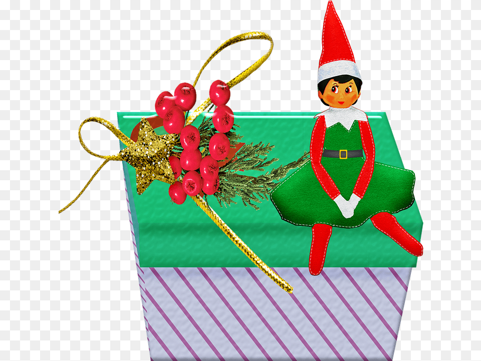 Christmas Gift Gnome Elf Cartoon, Clothing, Hat, Person, Face Free Png