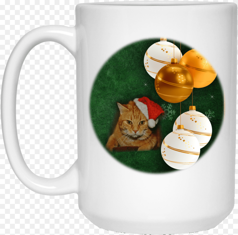 Christmas Gift Orange Tabby Cat In Santa Hat Coffee Mug 11 Oz White Ceramic Cup, Animal, Mammal, Pet, Beverage Free Transparent Png