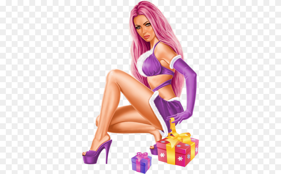 Christmas Girl 3d, Adult, Clothing, Female, Footwear Free Transparent Png