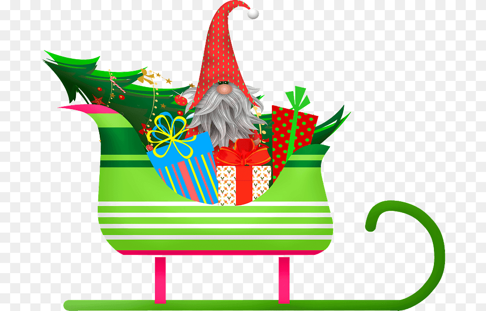 Christmas Gnome In Santaquots Sleigh Clipart Clipart Elf On The Shelf Cartoon, Adult, Female, Person, Woman Png Image
