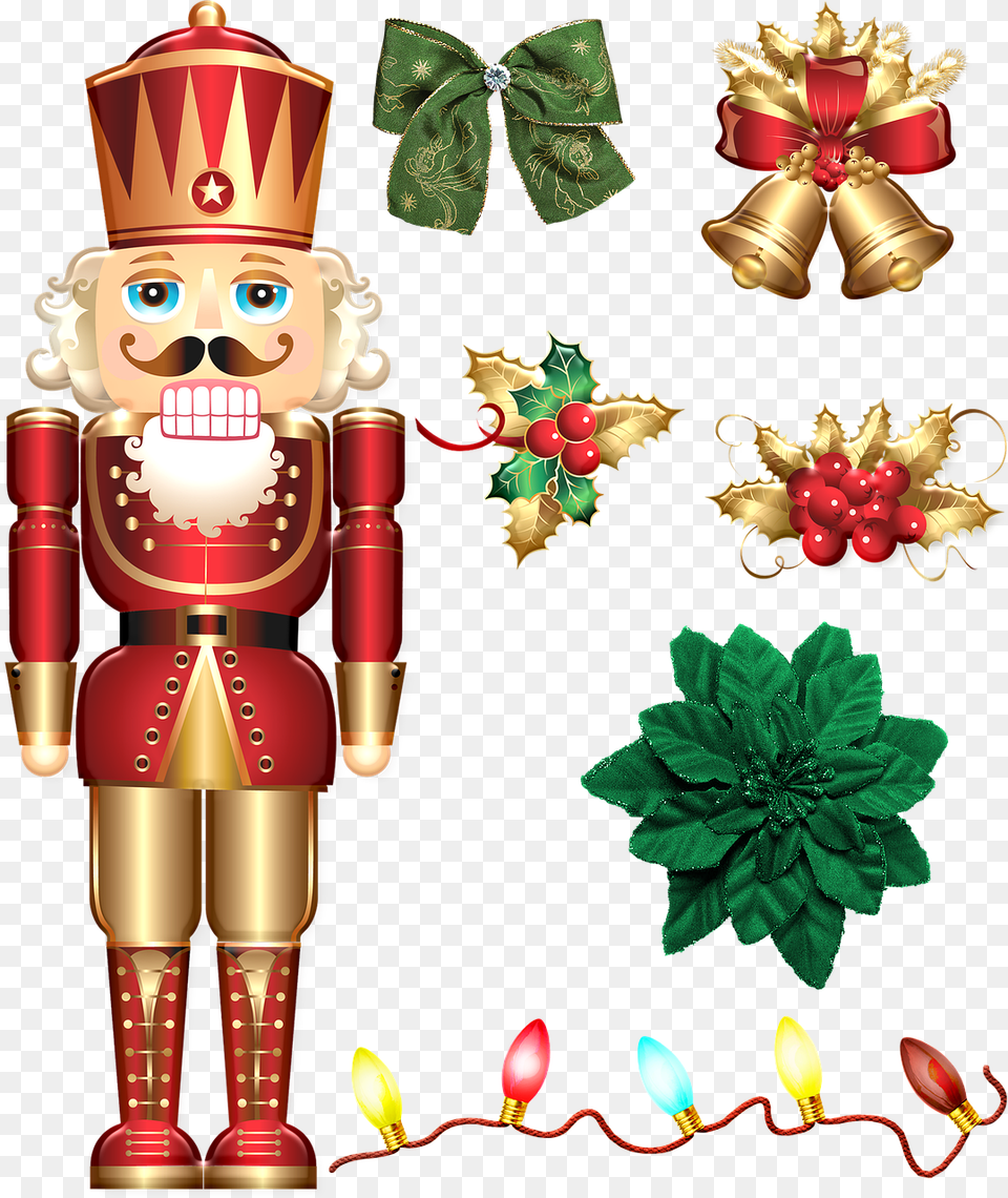 Christmas Gold And Red Deco Nutcracker Lights Christmas Nutcracker Design, Baby, Person, Face, Head Png