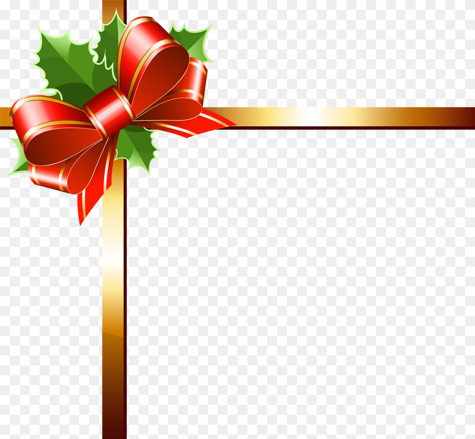 Christmas Gold Ribbon Clipart Christmas Ribbon Transparent Background, Gift Png Image