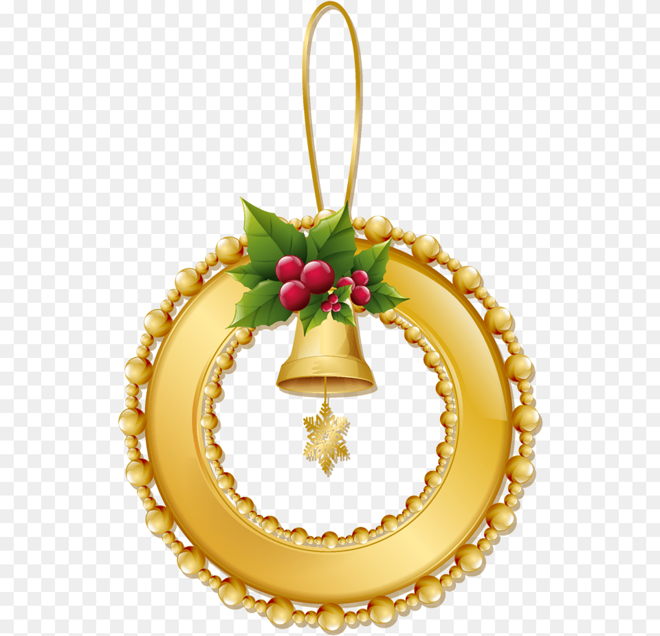 Christmas Gold Wreath With Bell Ornament Christmas Gold Wreath, Accessories, Jewelry, Necklace Free Png